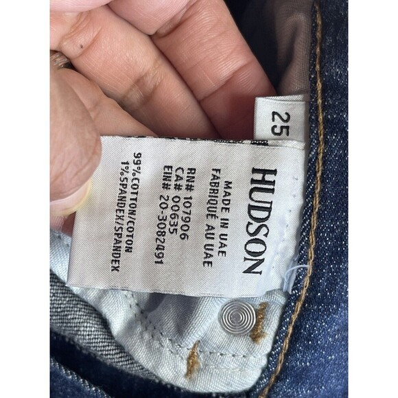 Hudson Size 25 The Viper Denim Mini Skirt Raw Edge Hem Color Block BIN A18 - Picture 8 of 12